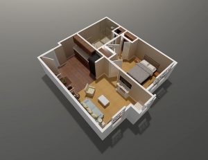 onebedroom room with living room floorplan