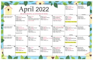 The Arbor April 2022 Calendar