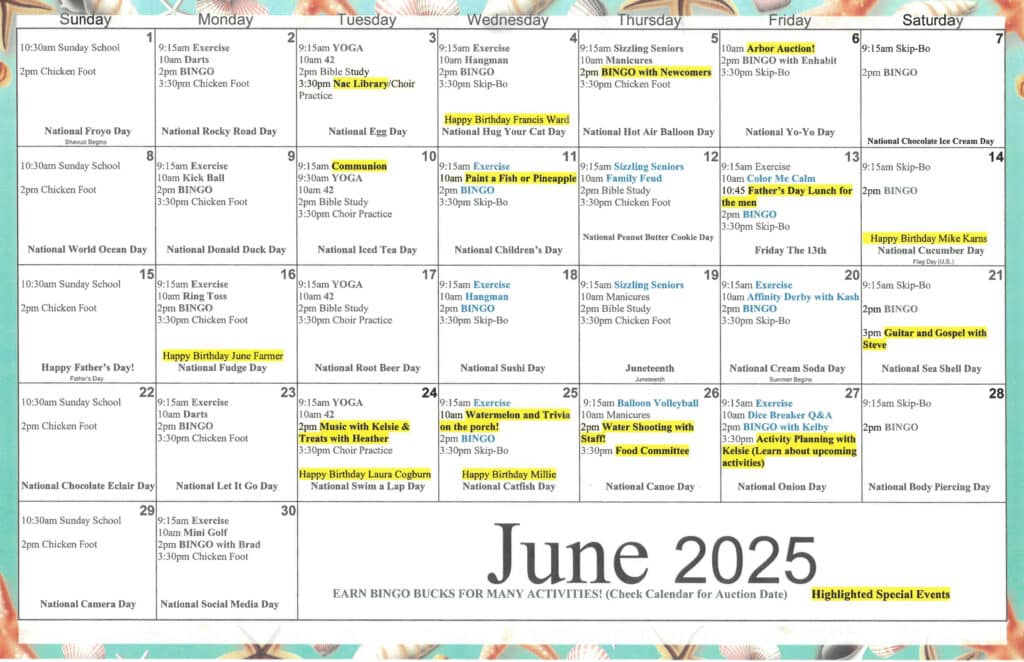 The Arbor Calendar June 2025