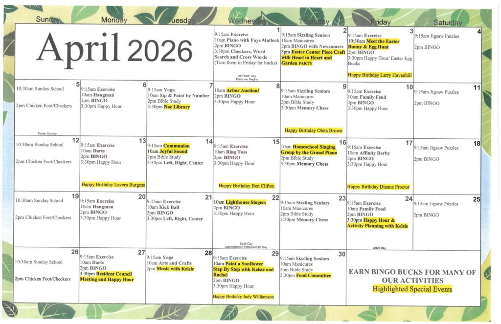 April Calendar 2026